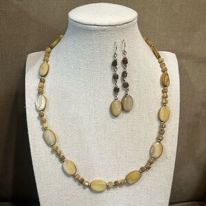 Ralph Lauren Chaps Faux Tigers Eye Stone Necklace and Earrings.